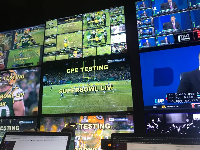Super Bowl LIV multi-view monitor wall during CPE testing