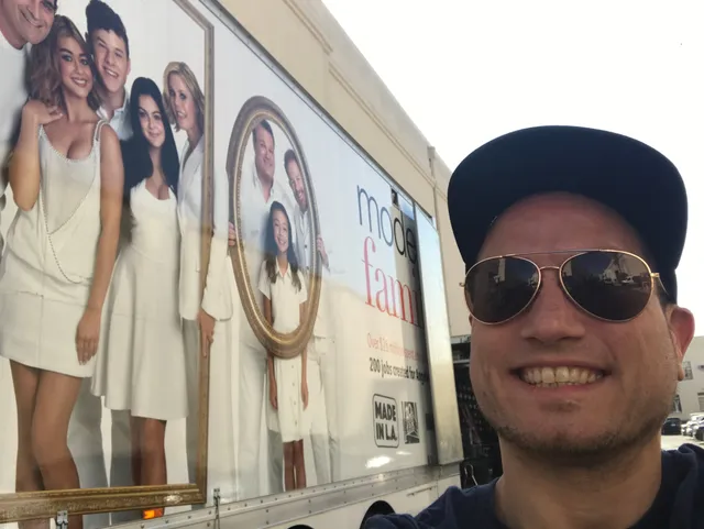 Modern Family marketing truck on the studio lot